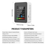 Digital multifunctional tester for air quality, CO2, HCHO, TVOC, temperature and humidity, 5 in 1, white color